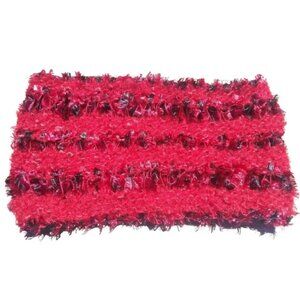 Women's Infinity Scarf Red Feather Boa Cowl Handmade Knit Fluffy Vegan OOAK